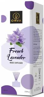 ORVA FRENCH LAVENDER Reed Diffuser Fragrance Include Diffuser Oil(6Rattan Stick Free) Diffuser, Diffuser Set FRENCH LAVENDER Reed Diffuser Fragrance for Home, Workplace, Enclosed Spaces | 100ml | Includes 6 Rattan Sticks Free | Pack of 1 | Stress Relief | Mood Enhancer