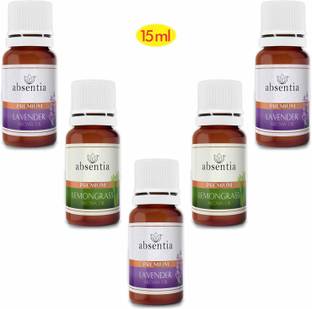 ABSENTIA Pack of 5, Lavender & Lemongrass – Premium Aroma Oil, Diffuser, Refill AO(15ML)-03-03-03-04-04