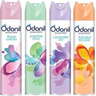 Odonil Lavender, Jasmine, Rose, Sandal Spray Spray, Air Freshener for Home & Office (Rose, Jasmine, Lavender Sandal) (Pack of 4)