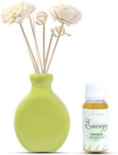 Edysian Citrus Bliss Pure Lemongrass, Reed Stick Diffuser Set, Natural Room Freshener Refill ERDSG50