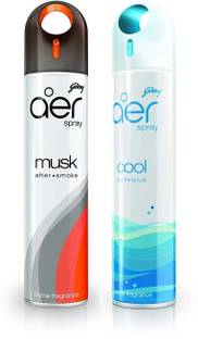 Godrej Aer Freshener Musk After Smoke & Cool Surf Blue-Home & Office|Pack of 2(240 ml each) Spray Musk After Smoke & Cool Surf Blue