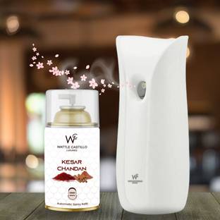 Wattle Castillo Automatic Air Freshener Kit (Machine + Kesarchandan Refill - 265ml) 3000+ Sprays Automatic Spray WC-Machine01+Kesarchandan