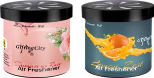 Enew Damascus Rose & Lemon Zest Diffuser Set Refresh Drive Car Gel Air Freshener - Lemon Zest & Damascus Rose - 2 Pack