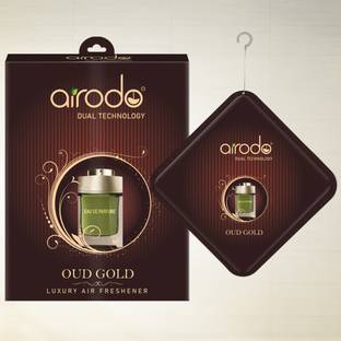 AIRODO Oud Gold Diffuser Luxury Car Hanging Air Freshener | Lasts Up to 30 Days | Car Accessories