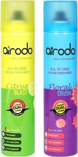 AIRODO Citrus Blast and Floral Crush Air Freshener Combo Pack with Dual Technology Automatic Spray Citrus Blast and Floral Crush Air Freshener Combo Pack with Dual Technology