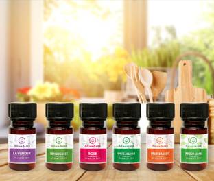 Asian Aura White Jasmine, Rose, Fresh Lime, Lemon Grass, Lavender, Fruit Basket Aroma Oil Diffuser/Burner Aroma Oil, Candle Burner & Electric Diffuser Aroma Oil for Home Fragrance Candle
