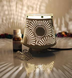 R.R.V. International Lemon Grass Diffuser/Burner, Extra 2 bulb Diffuser Decorative Electric Moroccan Style,Arom'a Oil Burner (Diffuser) for Home Fragrance with 10ml Aroma' Oil extra 2 Bulb
