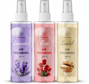 FUVARA ROSE, LAVENDER, SENDAL Car Freshener Spray LAVENDER ROSE SENDAL AIR FRESHENER SPRAY 200ML PACK 3