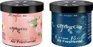 Enew Damascus Rose & Ocean Breeze Diffuser Set Refresh Drive Car Gel Air Freshener - Ocean Breeze & Damascus Rose - 2 Pack
