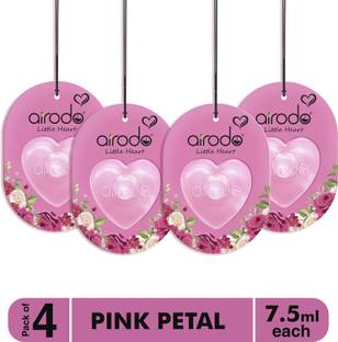 AIRODO Pink Petal Car Freshener Diffuser Little Heart Car Hanging Air Freshener | Lasts 30 Days | Car Accessories 7.5 ml Each