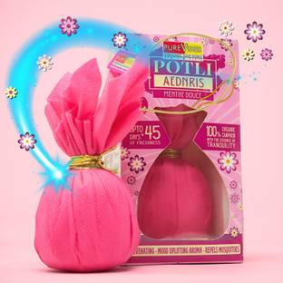 PureVibes Potli Aednris (Menthe Douce) Camphor Infused Air Freshener Perfume's UpTo 45 Day Potpourri Potli Aednris (Menthe Douce) - 100% Organic Camphor Infused Air Freshener Perfume Up To 45 Days - For Bedroom, Car, Office, Wardrobe, Bathroom - Natural Mosquito Repellent - Pink