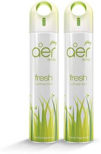 Godrej Aer Freshener for Home & Office - Fresh Lush Green | Pack of 2 (240 ml each) Car Freshener Spray Fresh Lush Green