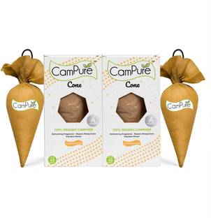 CamPure Cone Sandalwood - Pack of 2 Potpourri Camphor Cone Sandlwood - Room Freshener, Mosquito - Insect Repellent - Pack Of 2