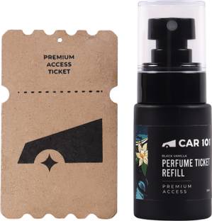 CAR101 Black Vanilla Car Freshener Refill Black Vanilla Premium Car Perfume With Wooden Dangler | 300 + Sprays