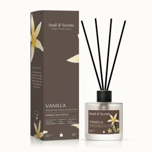Soul & Scents Vanilla Diffuser Set Vanilla Reed Diffuser Set - 50ml | Blend of Toasted Coconut, Vanilla & Musk | Get 5 Rattan Reed Sticks | Smoke Less Room Freshener for Home, Bedroom, Living Room & Office