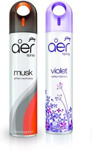Godrej Aer Freshener Musk After Smoke & Violet Valley Bloom -Home&Office|Pack of 2 (240 ml) Car Freshener Spray Musk After Smoke & Violet Valley Bloom