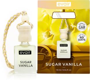 EVAIR Sugar Vanilla Car Freshener Diffuser Car Air Freshener with Essential Oils Fragrance in Glass Bottle