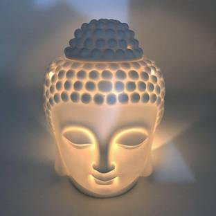 PeepalComm [Combo]P Premium Ceremic Buddha Aroma Oil Diffuser With 10 Pcs T-Light Candles,1 Aroma Oil, Diffuser Set [ Combo Pack ] Aroma Oil Buddha Diffuser With 1 Pack Of 10 Pcs T-Light Candles & 1 10 Ml High Scented Aroma Oil Set For All Air Freshner ( Best For Gift ) H