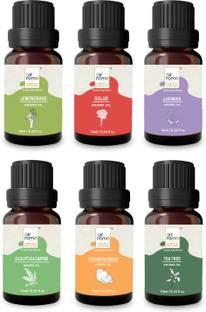 Airroma Lemon Grass, Lavender, Eucalyptus, Orange, Rose, and Tea Tree Aroma Oil, Diffuser Pack of 6 Aroma Diffuser oil
