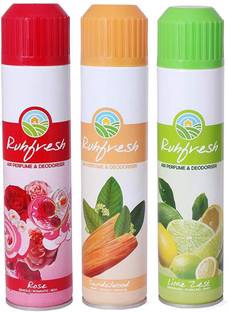 RUHFRESH RUH FRESH Air Perfume & Deodorizer, Room Freshener With Flavor Combo Pack Spray Air Fresheners Spray Flavor Combo ll Rose ll Sandalwood ll Lime Zest
