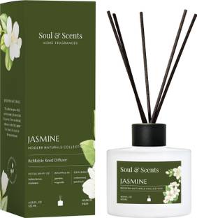Soul & Scents Jasmine Diffuser Get 6 Fiber Stick Natural Fragrance & Smoke Less Room Freshener Diffuser Set JASMINE REED DIFFUSER
