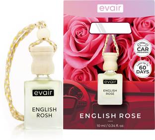 EVAIR English Rose Car Freshener Diffuser Car Air Freshener with Essential Oils Fragrance in Glass Bottle
