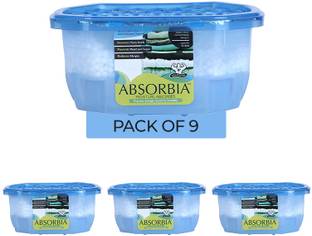 ABSORBIA No Fragrance Blocks BLU Moisture Absorber with Activated Charcoal | BLU BLU - Pack of 3 X 3 (400ml each) | Dehumidifier for Small Storage Spaces | Fights Against Moisture, Mould, Fungus & Musty smells