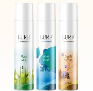 lure Luxury Floral Mist, Aqua Fresh & Oud & Saffron,Room Air Freshner Combo Pack Spray Luxury Floral Mist, Aqua Fresh & Oud & Saffron,Room Air Freshner Combo Pack