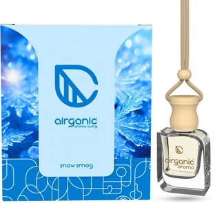Airganic Aroma Swing - Snow Smog |Essential Oils in Glass Bottle with Wooden Diffuser Lid Car Freshener Diffuser Aroma Swing - Snow Smog - 10 ml |Aroma with Essential Oils in Glass Bottle with Wooden Diffuser Lid|Car Freshners|Premium Car perfume| Car Hanging Accessories| Car Accessories Interior