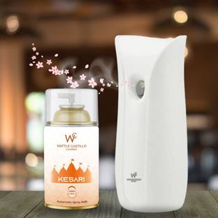 Wattle Castillo Automatic Air Freshener Dispenser (Machine+Kesri Refill -265ml) 3000+ Sprays Automatic Spray, Refill WC-Machine_01+Kesari