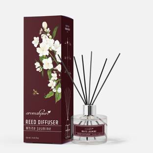 Aromahpure Reed Diffuser with 6 Fiber Reed Sticks | Jasmine Room Air Freshener For Home Diffuser Set REED-DIFFUSER
