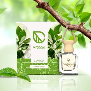 Airganic Swing Prime Car Perfume Hanging Pod | Camphor Fragrance Car Freshener Diffuser Swing Prime Car Perfume Hanging Pod |10 ML | Camphor Fragrance Car Air Freshener |Natural Essential Fragrance Oils in Glass Bottle with Wooden Diffuser Lid |Last Upto 60 Days