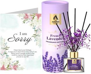The Aroma Factory French Lavender Diffuser Set I am Sorry Apology Gift with Card, French Lavender Reed Diffuser (1Box&1Card)