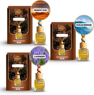 AroDrift Desert Oud, Ocean Breeze, Lavender Aroma Oil, Diffuser Set, Refill Premium Hanging Car Perfume Combo 15ml X 3 –Desert Oud, Ocean Breeze, Lavender – Long-Lasting Fragrance