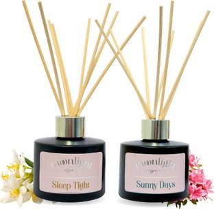 Moonlight Essence Frash, Flower Diffuser Set Sleep Tight & Sunny Days, Reed diffuser, Aroma Oil (2x120ml)