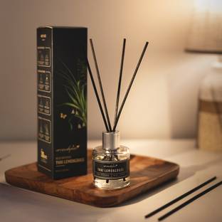 Aromahpure Reed Diffuser with 6 Fiber Reed Sticks | Lemongrass Room Air Freshener For Home Diffuser Set REED-DIFFUSER