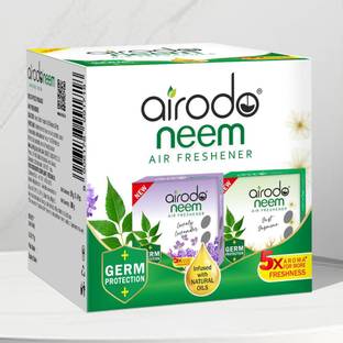 AIRODO Lavender, Jasmine Blocks Neem Bathroom Air Freshener Assorted Blocks|30 Days Long Lasting(4x50gm)