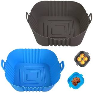 FORABH 1.5 L Square Reusable Air Fryer Food Safe Silicone Pot Basket (Multicolour) Air Fryer
