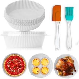 SCIVER Air-Paper-Oil Brush 100Pcs Air Fryer Disposable Paper Liner, Non-Stick Parchment Air Fryer