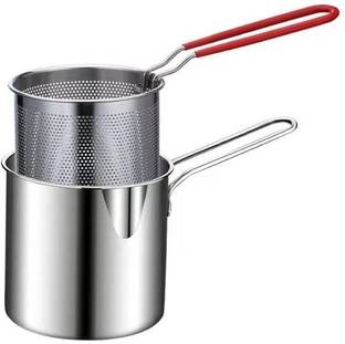 SWEEVAN Stainless Steel Deep Fryer Pot with Oil Filter Basket | Strainer Deep Frying Basket