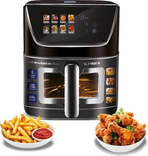KENT Ultra Digital Air Fryer 5L | 1500W | Bake, Grill & Roast | Up to 80% Less Oil Usage |8 Preset Menu|Rapid Heat Circulation |Digital Display & Touch Control Panel |Glass Window with in built Light Air Fryer