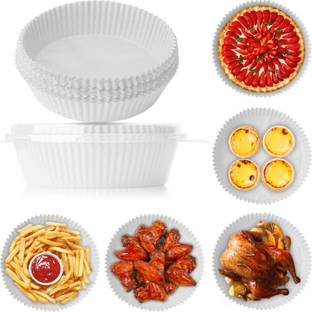 BIRZAR 100Pcs Air Fryer Disposable Paper Liner, Non-Stick Parchment Paper Plate Tray Air Fryer