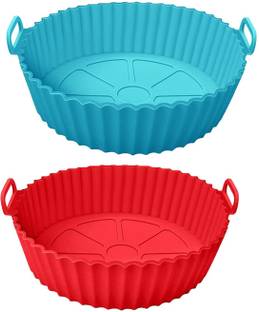 hiyan Reusable Baking Tray | Silicone Air Fryer Basket & Baking Tray | 2 Pcs Air Fryer