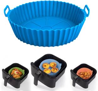 SIOPAWORLD Folding Air Fryer Tray Food Safe Baking Tray, Non-Stick Silicone Airfryer Tray Air Fryer
