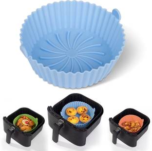 Praxon Air Fryer Reusable Silicone Pot 6.8in Non Stick Air Fryer Liners with Ear Handle Air Fryer