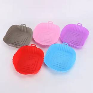 FORABH Square Reusable Air Fryer Food Safe Silicone Pot Basket Liner (Multicolour) Air Fryer