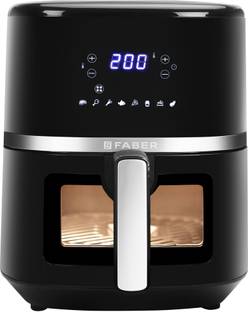 FABER FAF 6.0L VW BK 1500W, Fry, Roast, Grill, Bake, Digital Display, Viewing Window, Aesthetic Look, Swirl Cooking, Cool Touch Handle, 85% Reduced Oil Usage, Auto Shut Off, BPA Free, Compact Sleek Design, Manual Control, Non-Stick Pan Air Fryer