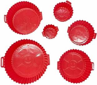 voxsara 6 Pcs Round Reusable Non-Stick air Fryer Accessories Silicone Coating Pot Basket Air Fryer