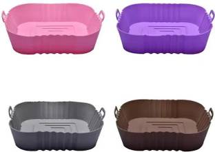 FORABH 1.5 L Square Reusable Air Fryer Food Safe Silicone Pot Basket (Multicolour) Air Fryer
