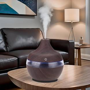 vastraveda Mini Atomization Wood Grain Cool Mist Humidifier with LED Light for Home Office Portable Ro...